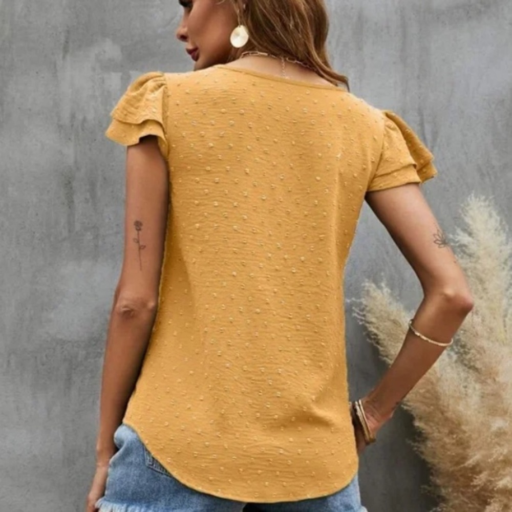 Boho Mint Green Swiss Dot Butterfly Sleeve Top - Picture 7 of 9